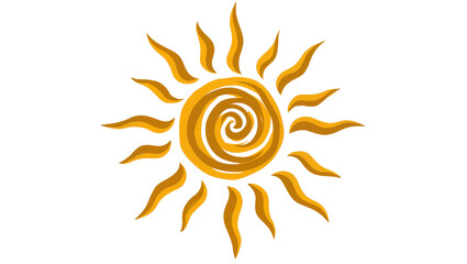 Fototapeta premium Stylized sun with swirling center and wavy rays