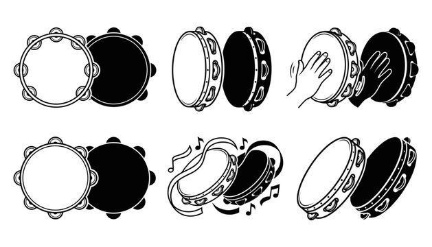 Tambourine Musical Instrument Collection with Playing Pose