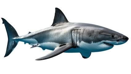 Fototapeta premium Great White Shark swimming, showing gills and fins