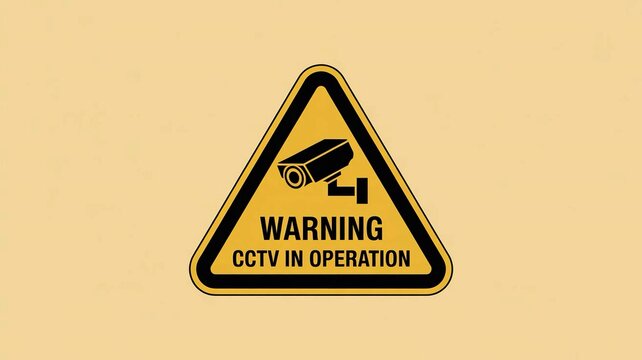 Cctv in operation warning sign for security surveillance and public monitoring with security surveillance monitoring protection property observation equipment restricted