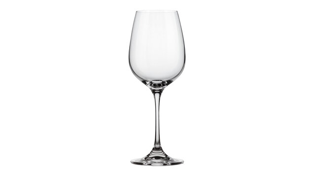 Clear glass wine goblet with stem and base
