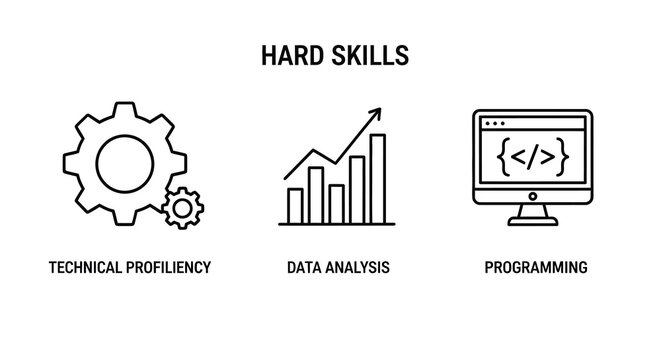 Gear Icon With Technical Proficiency Text Black Line Art Illustration