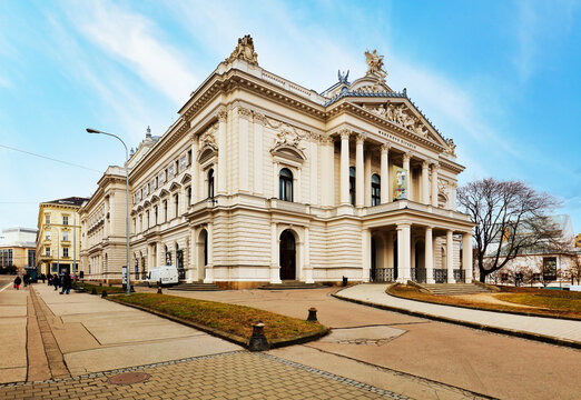 Mahen Theatre, which is located in Brno Malinovsky Square, Czech Republic.