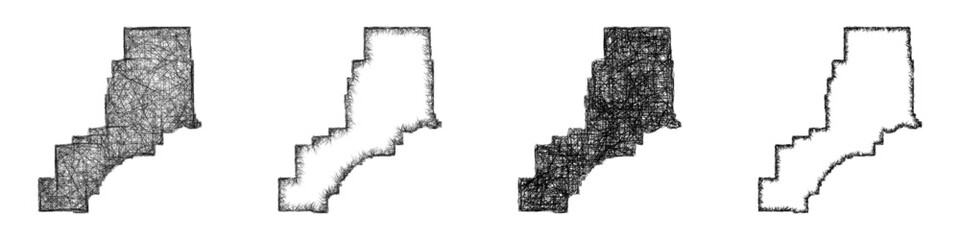 Fototapeta premium Sketch Stillwater County (Montana) outline map design set