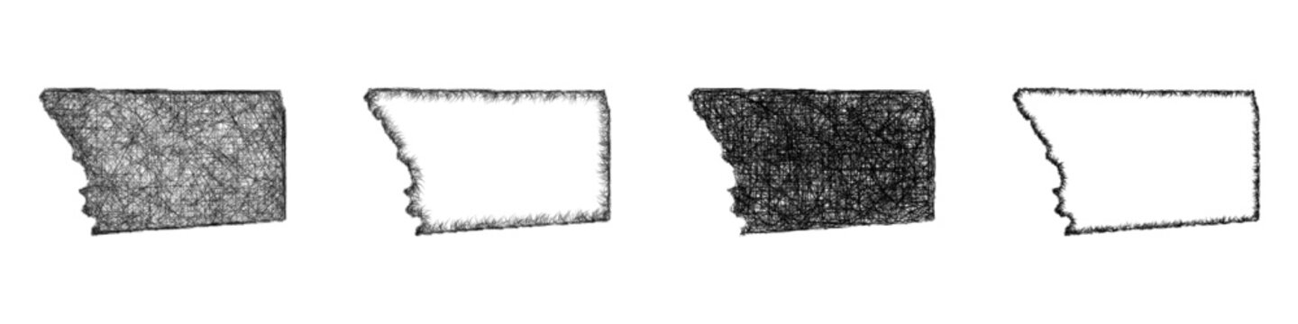Monochrome sketch Simpson County (Mississippi) outline map design set