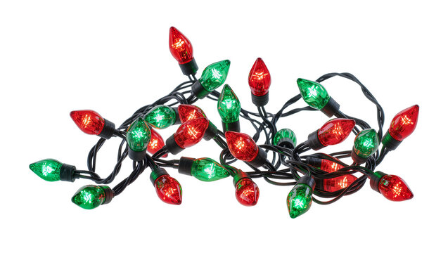 Red and green Christmas lights string