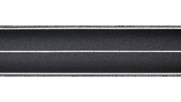 Asphalt road with white lines and concrete curbs