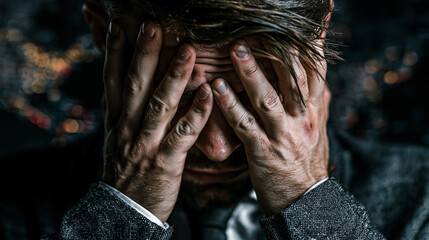 A detailed editorial photograph of a global investor holding his head in despair, with a world map behind him marked with political hotspots, indicating where investment returns are most affected by