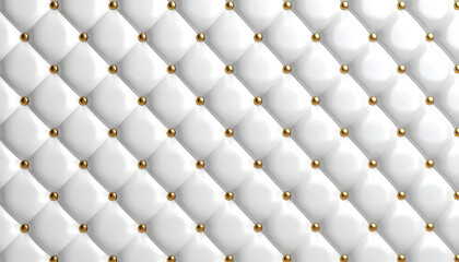 Fototapeta premium White Tufted Upholstery with Gold Studs Seamless Texture Background.