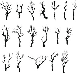 Fototapeta premium Leafless Tree Silhouettes Collection for Winter Forest, Dead Tree and Nature Design