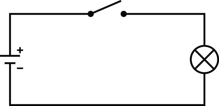 Simple Electric Circuit Diagram with Battery Switch and Light Bulb