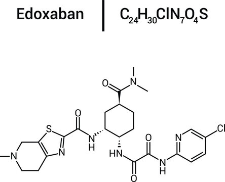 Edoxaban Chemical Structure Oral Anticoagulant Factor Xa Inhibitor Drug Molecule Diagram