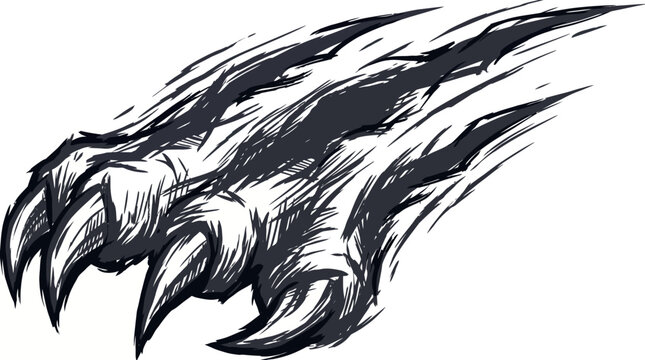 Aggressive beast animal claw scratch marks illustration