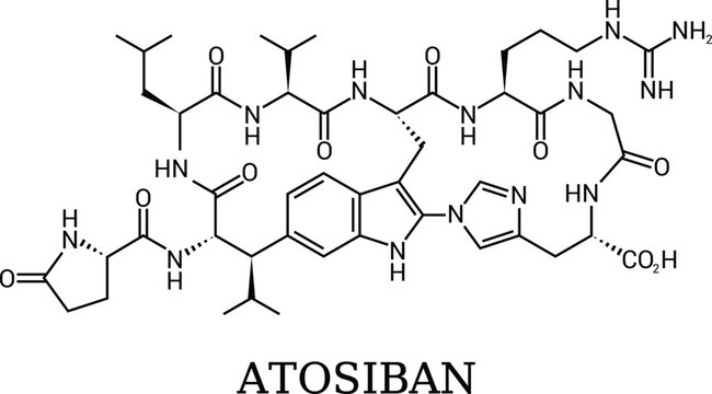 Atosiban Chemical Structure Oxytocin Receptor Antagonist Peptide Drug Molecule Diagram