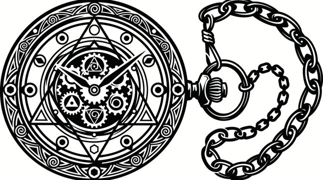 Steampunk pocket watch with intricate gears