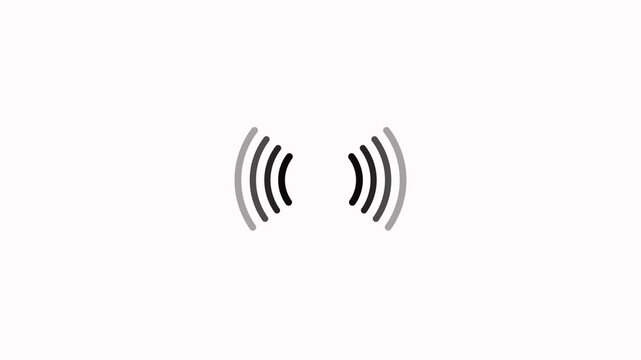 Radio wave signal animated loop on white background. Technology radio waves signal icon. Radio waves sound in circle form. Circular sound wave. Wifi signal. Radio station signal with alpha channel