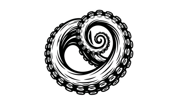 Curled octopus tentacle showing detailed suction cup pattern.