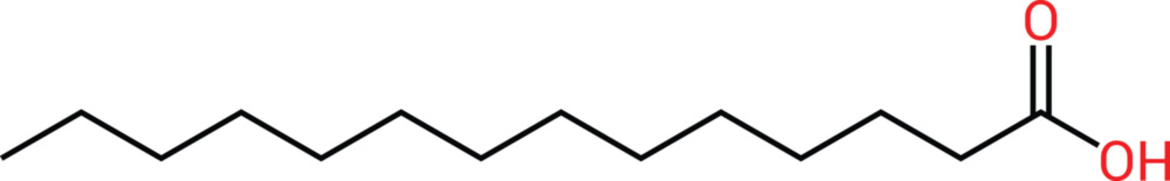 Myristic Acid Chemical Structure Saturated Fatty Acid Molecule Diagram