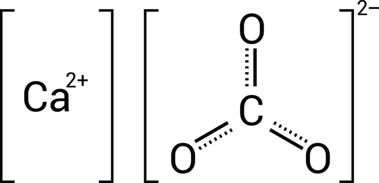 Calcium Carbonate Chemical Structure Mineral Compound Molecule Diagram