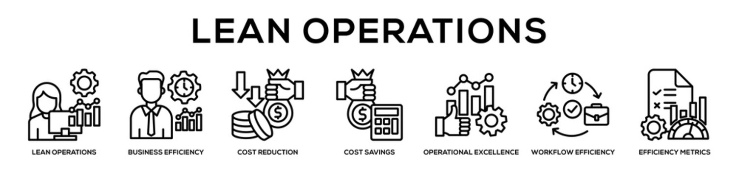 Lean Management web banner icon illustration concept