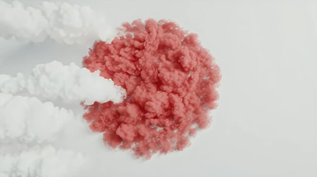 Main Subject with Red Cloud Forming in Bright White Sky