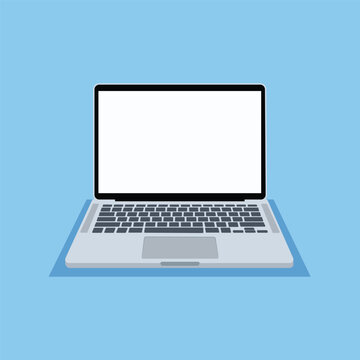 Closed silver laptop on bright blue background minimalist technology concept