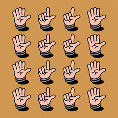 Fototapeta premium Repeated pattern of open hands and pointer finger icons