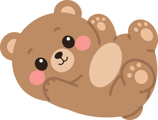 Obraz premium Cute Teddy Bear Rolling and Lying Down Playfully