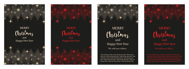 Luxury Christmas greeting Card cover Set. Vector shine frame with glowing sparkles and elegant Merry Christmas and Happy New Year holiday message. EPS 10 © Svetlana