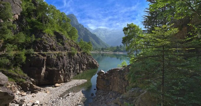  Antrona lake, fantastic alpine landscape.