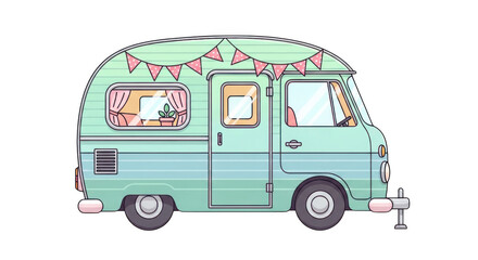 Fototapeta premium Colorful vintage camper van illustration