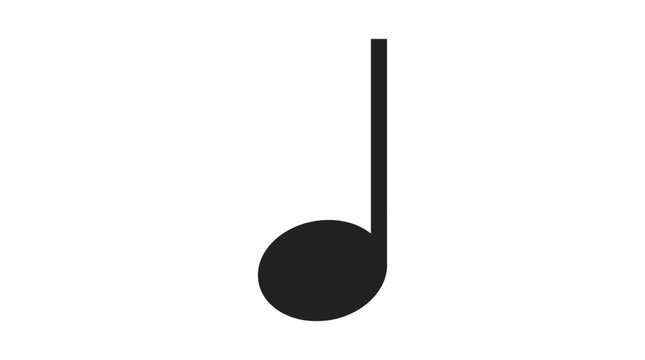 Single Black Eighth Note Symbol on White Background