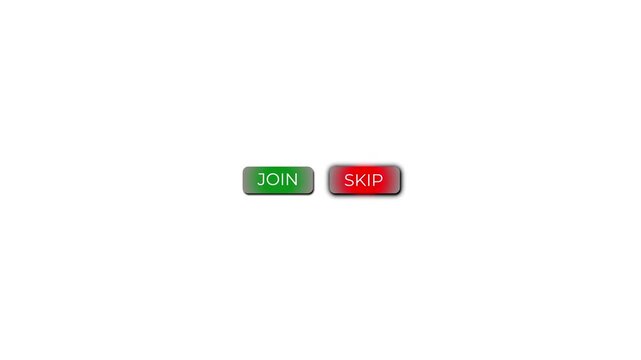 gradient join skip buttons with animated glow and scale effect .