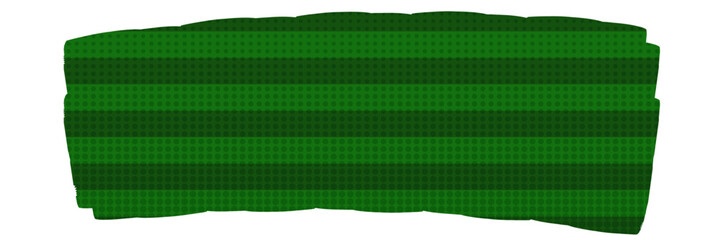Soccer field green grunge banner isolated on transparent background. Vector abstract football pitch brush stroke shape with stripes, pop art halftone dots and distressed texture. Soccer background © zmiter