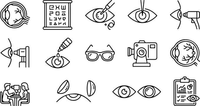 Collection of human facial features and expressions illustration