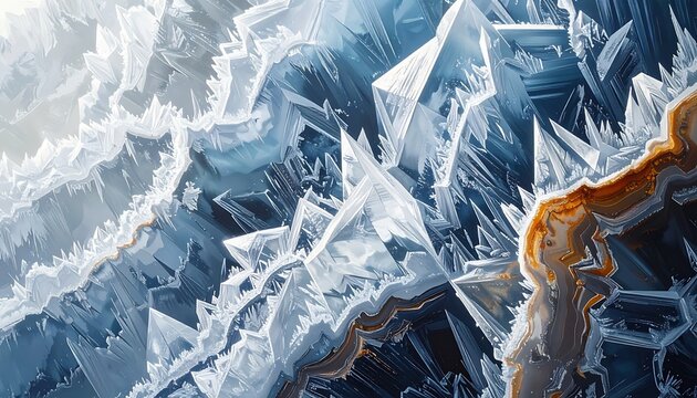 Close-up of crystalline ice formation.