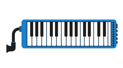 Fototapeta premium Blue Melodica Musical Instrument with Black and White Keys, Isolated on White Background