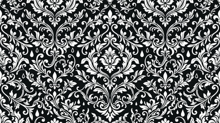 Elegant Black and White Damask Seamless Pattern with Intricate Floral Ornaments and Fleur-de-lis, Ideal for Vintage Wallpaper, Luxury Textile Design, and Classic Victorian Backgrounds. Elegant Black and White Damask Seamless Pattern with Intricate Floral Ornaments and Fleur-de-lis, Ideal for Vintage Wallpaper, Luxury Textile Design, and Classic Victorian Backgrounds.