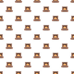 Obraz premium Fireplace cartoon icons creating a repeating background pattern, symbolizing warmth and home comfort