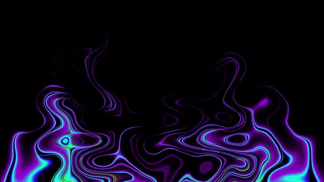 Vibrant purple and blue swirling patterns emerge on a black background