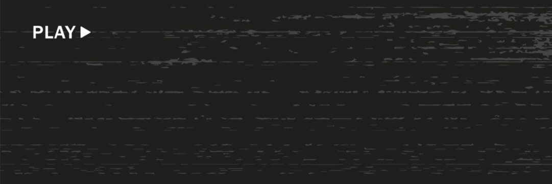Glitch VHS effect. Old camera template. White horizontal lines on black background. Video rewind texture. No signal concept. Random abstract distortions. Vector illustration.