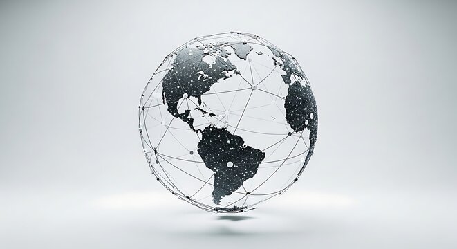Glass globe with world map on stand.