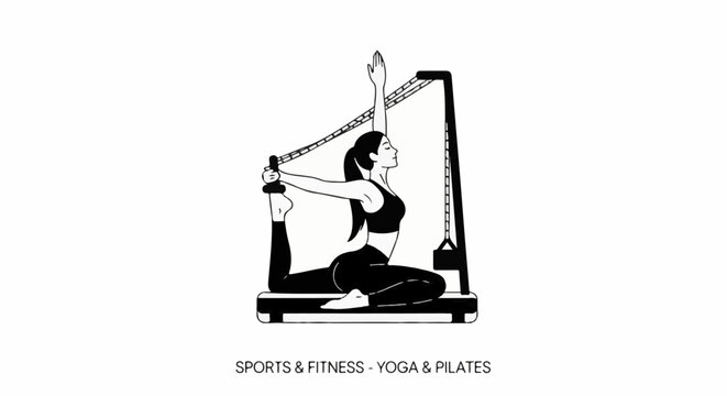 A woman performs Pilates on a reformer