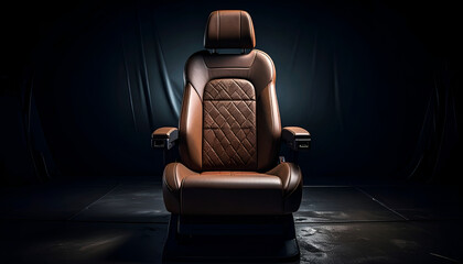 Naklejka premium Luxurious Brown Leather Car Seat with Diamond Stitching.