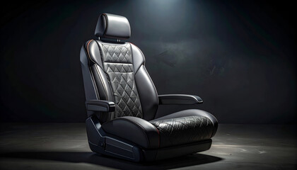 Obraz premium Luxury Black Leather Car Seat with Diamond Stitching.