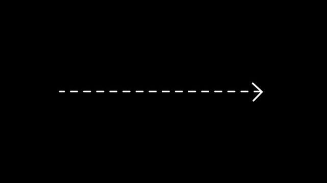 loading bar dotted line arrow animation to indicate an object. dot arrow icon right direction 4k video.