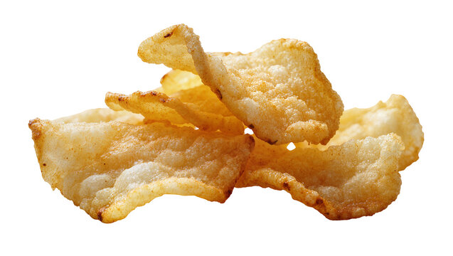 Crispy golden puffed rice crackers stack