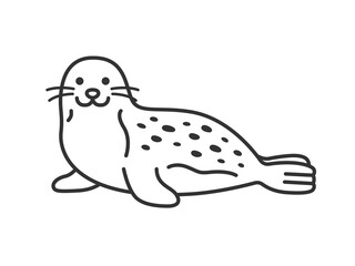 ゴマフアザラシ（線画）のイラスト © R-DESIGN