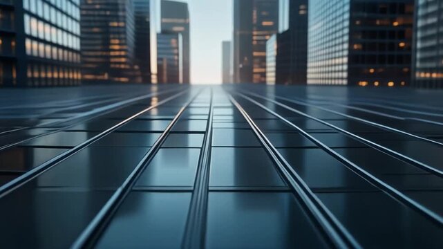 Building architecture animation tilts up modern skyscraper glass. Corporate building architecture animation records business towers. Clean building architecture animation reflects sunbeams.