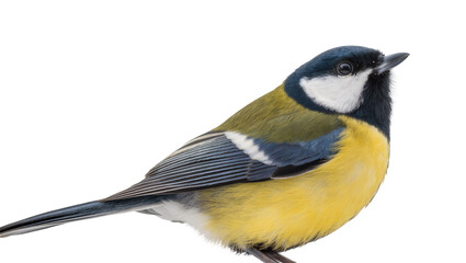 Great tit bird with yellow breast and blue head, isolated on transparent background © Sorin